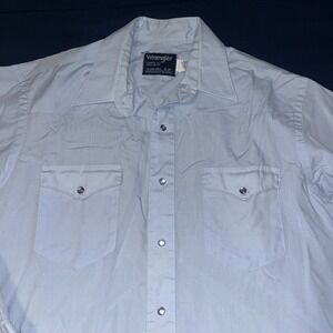 Vintage Wrangler Bushpopper Pearl Snap Shirt X-Long Tails Mens Sz 16x34 Cowboy